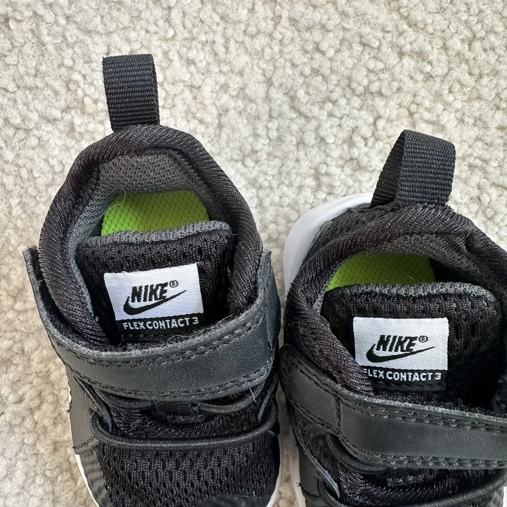 Nike Toddler Kids Flex Contact 3 AR4155-001 Black Hook And Loop Walking Shoes 2C